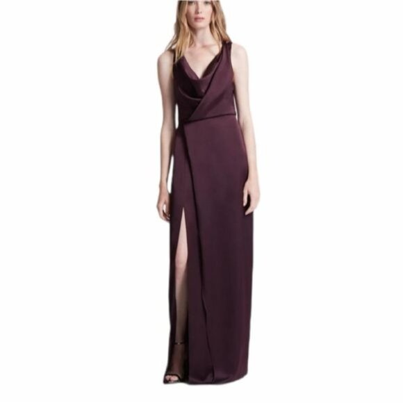 NWT‎ Halston Cowl Drape Satin Slip Gown - Size 0 - Picture 2 of 13